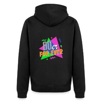 80s For Ever - 80s - colorful + crazy - Unisex Premium Organic Zip Hoodie - black - Back - Nico (187cm)