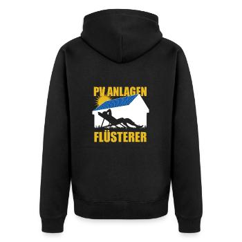 PV Anlagen Flüsterer - Photovoltaik - Solarenergie - Unisex Premium Bio Zip Hoodie - Schwarz - Hinten - Nico (187cm)
