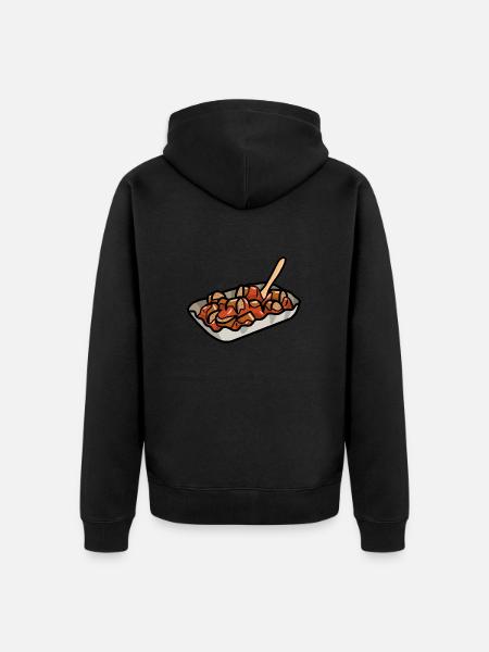 Comic Currywurst Bratwurst Curry & Ketchup Sauce - Unisex Premium Bio Zip Hoodie - Schwarz