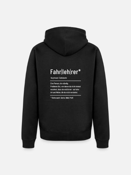 Fahrlehrer - Definition - Lexikon - Unisex Premium Bio Zip Hoodie - Schwarz