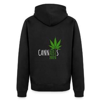 Cannabis Abi 2025 - Abitur - Spruch - Unisex Premium Bio Zip Hoodie - Schwarz - Hinten - Nico (187cm)
