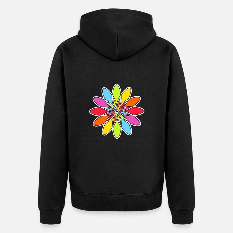 Regenbogen Blume - Unisex Premium Bio Zip Hoodie - Schwarz