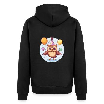 hibou anniversaire bébé - Veste à capuche bio Premium Unisexe - noir - Dos - Nico (187cm)