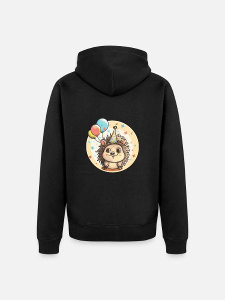 Hedgehog Birthday Baby - Unisex Premium Organic Zip Hoodie - black