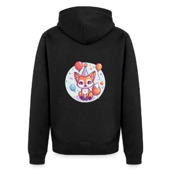 Fuchs Geburtstag Baby - Unisex Premium Bio Zip Hoodie - Schwarz - Hinten - Nico (187cm)