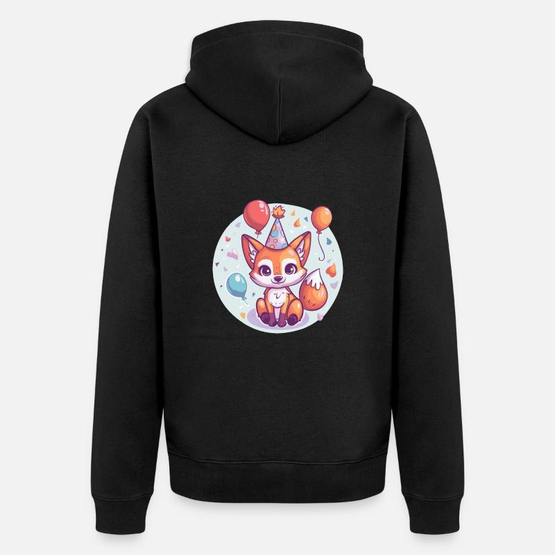 Renard Anniversaire Bébé - Veste à capuche bio Premium Unisexe - noir