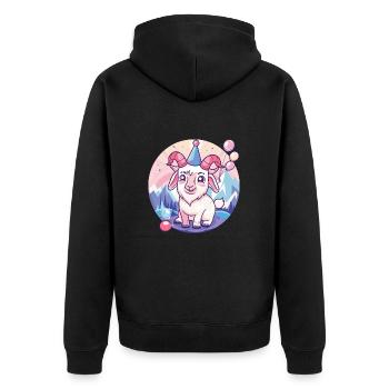 Chèvre de montagne anniversaire bébé - Veste à capuche bio Premium Unisexe - noir - Dos - Nico (187cm)