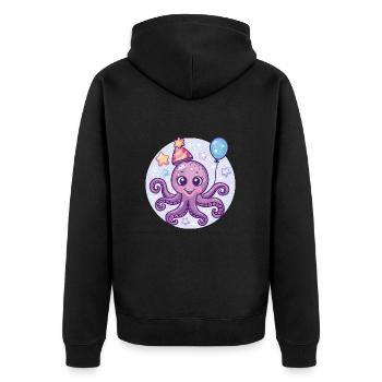 Octopus Birthday Baby - Unisex Premium Organic Zip Hoodie - black - Back - Nico (187cm)