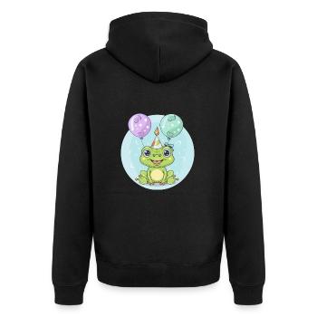 grenouille anniversaire bébé - Veste à capuche bio Premium Unisexe - noir - Dos - Nico (187cm)