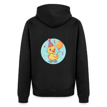 Ente Geburtstag Baby - Unisex Premium Bio Zip Hoodie - Schwarz - Hinten - Nico (187cm)