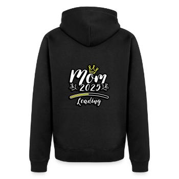 Mama 2025 Loading Mom - Unisex Premium Bio Zip Hoodie - Schwarz - Hinten - Nico (187cm)