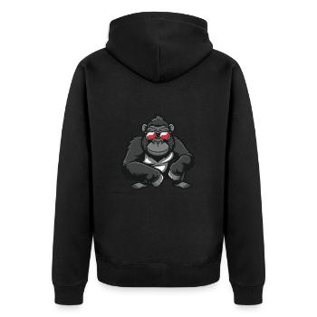 gorilla animal - Unisex Premium Organic Zip Hoodie - black - Back - Nico (187cm)