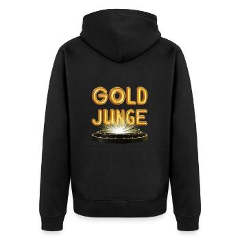 Gold Young Design - Unisex Premium Organic Zip Hoodie - black - Back - Nico (187cm)