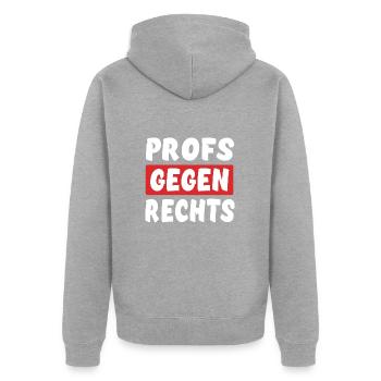 Profs Gegen Rechts - Rechts Nein Danke - Unisex Premium Bio Zip Hoodie - Grau meliert - Hinten - Nico (187cm)