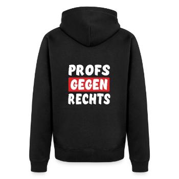 Profs Gegen Rechts - Rechts Nein Danke - Unisex Premium Bio Zip Hoodie - Schwarz - Hinten - Nico (187cm)