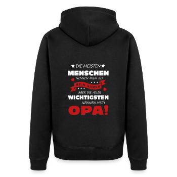 Die Wichtigsten Nennen Mich Opa Retro Vintage - Unisex Premium Bio Zip Hoodie - Schwarz - Hinten - Nico (187cm)
