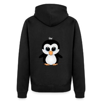 Süßer kleiner Pinguin - Unisex Premium Bio Zip Hoodie - Schwarz - Hinten - Nico (187cm)