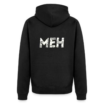 Meh Geschenkidee - Unisex Premium Bio Zip Hoodie - Schwarz - Hinten - Nico (187cm)