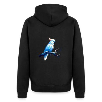 Cockatoo on a branch - Unisex Premium Organic Zip Hoodie - black - Back - Nico (187cm)