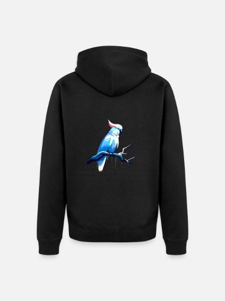 Kakadu auf Ast - Unisex Premium Bio Zip Hoodie - Schwarz