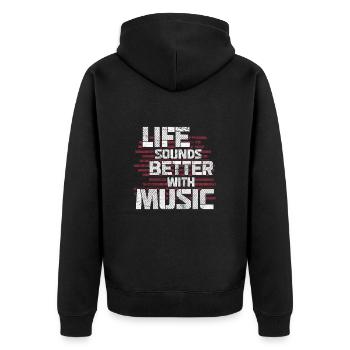 Life Sounds Better With Music - Veste à capuche bio Premium Unisexe - noir - Dos - Nico (187cm)