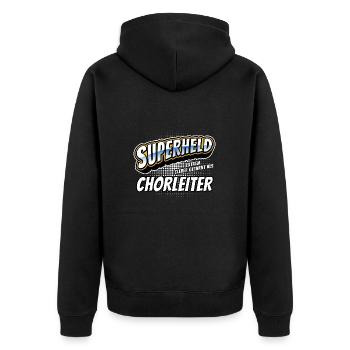 Superheld, clever getarnt als Chorleiter - Unisex Premium Bio Zip Hoodie - Schwarz - Hinten - Nico (187cm)