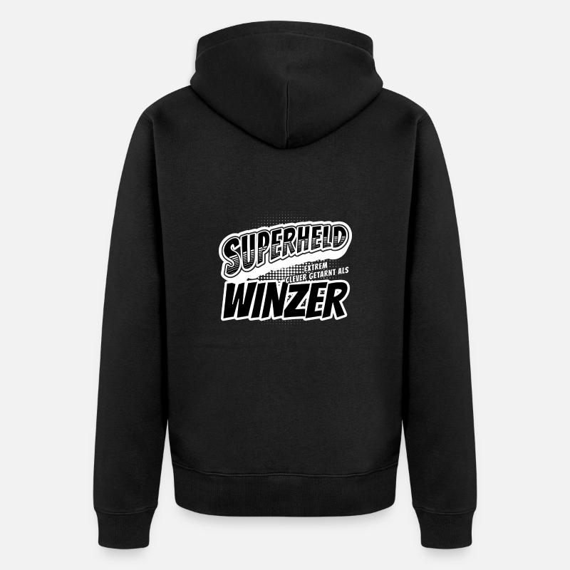 Superheld, clever getarnt als Winzer - Unisex Premium Bio Zip Hoodie - Schwarz