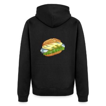Bismarck Hering Fischbrötchen Fischmarkt Hamburg - Unisex Premium Bio Zip Hoodie - Schwarz - Hinten - Nico (187cm)