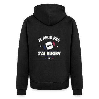 Je Peux Pas J'ai Rugby Humour Cadeau - Veste à capuche bio Premium Unisexe - noir - Dos - Nico (187cm)