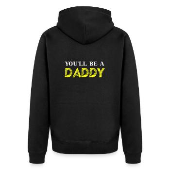 Tu seras une idée cadeau papa père enceinte - Veste à capuche bio Premium Unisexe - noir - Dos - Nico (187cm)