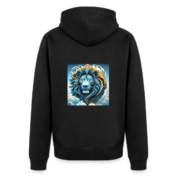 Abstract Portrait of a Lion in the Clouds - Unisex Premium Organic Zip Hoodie - black - Back - Nico (187cm)