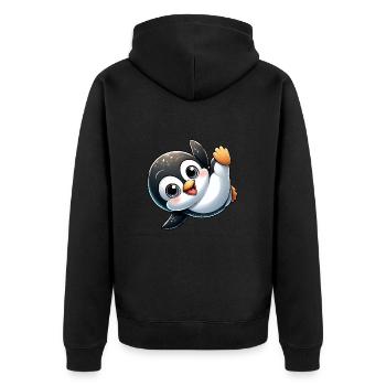 Pingouin Équilibre sur les mains Breakdance Dessin animé - Veste à capuche bio Premium Unisexe - noir - Dos - Nico (187cm)
