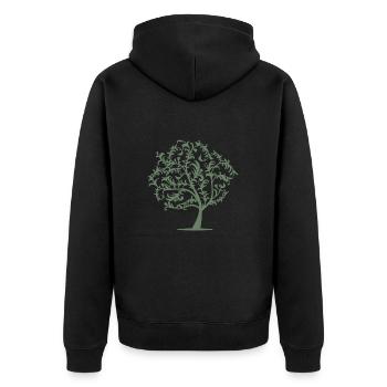 Minimalist Tree Birds Spring Silhouette - Unisex Premium Organic Zip Hoodie - black - Back - Nico (187cm)