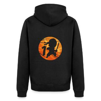 Ninja Fighter 1er anniversaire Garçon 1 an - Veste à capuche bio Premium Unisexe - noir - Dos - Nico (187cm)