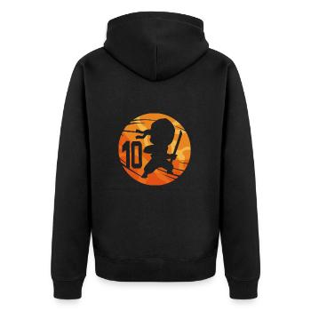 Ninja Kämpfer 10. Geburtstag Junge 10 Jahre alt - Unisex Premium Bio Zip Hoodie - Schwarz - Hinten - Nico (187cm)