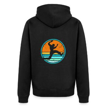 Retro Parkour Runner Freerunning Parkour Runner - Unisex Premium Organic Zip Hoodie - black - Back - Nico (187cm)