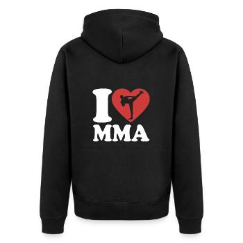 J’aime MMA - Coeur - Hobby - Veste à capuche bio Premium Unisexe - noir - Dos - Nico (187cm)