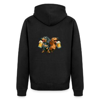 Deux Teckels Ivres Chiens Fête Bière Bratwurst - Veste à capuche bio Premium Unisexe - noir - Dos - Nico (187cm)