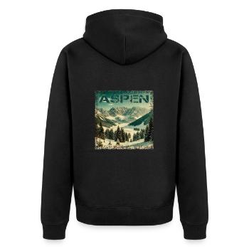 Aspen Ski Snowboard Vintage Winter Getaway - Unisex Premium Organic Zip Hoodie - black - Back - Nico (187cm)