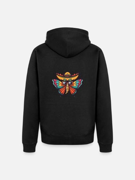 Butterfly Funny Sombrero - Unisex Premium Organic Zip Hoodie - black