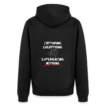 Tout capturer, ne rien expérimenter - Veste à capuche bio Premium Unisexe - noir - Dos - Nico (187cm)