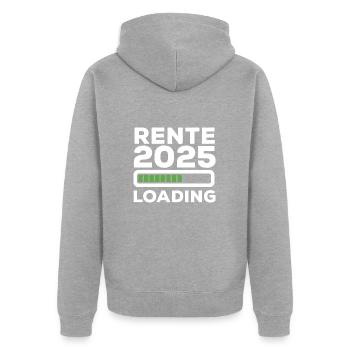 Rente 2025 Loading - Ruhestand - Pension - Unisex Premium Bio Zip Hoodie - Grau meliert - Hinten - Nico (187cm)