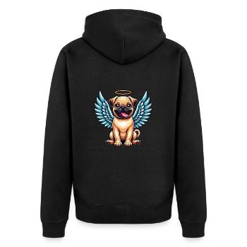 Ange carlin mignon avec des ailes dessin animé Chibi - Veste à capuche bio Premium Unisexe - noir - Dos - Nico (187cm)
