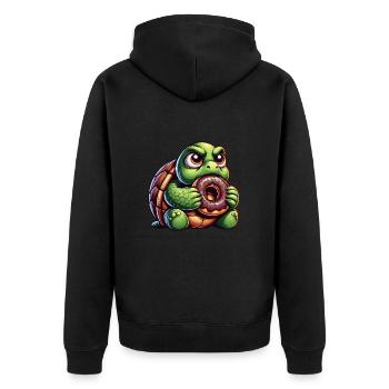 Mignon tortue beignet bonbon dessin animé - Veste à capuche bio Premium Unisexe - noir - Dos - Nico (187cm)