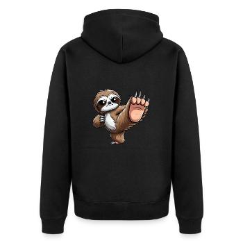 Cool paresseux Karaté Dessin animé Arts martiaux - Veste à capuche bio Premium Unisexe - noir - Dos - Nico (187cm)