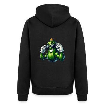 Coole Gurke Gewürzgurke Gemüse Cartoon - Unisex Premium Bio Zip Hoodie - Schwarz - Hinten - Nico (187cm)