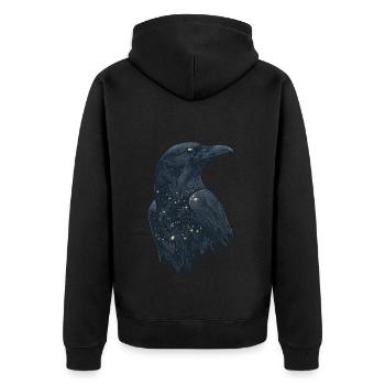 Raven - Unisex Premium Organic Zip Hoodie - black - Back - Nico (187cm)