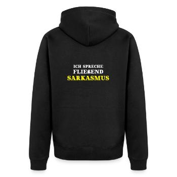 SARKASMUS Geschenkidee lustig - Unisex Premium Bio Zip Hoodie - Schwarz - Hinten - Nico (187cm)