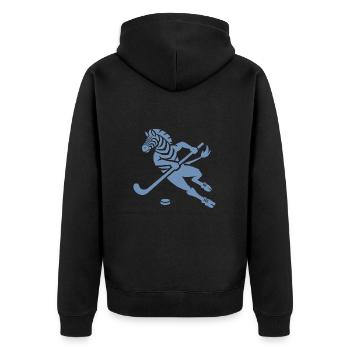 Minimalistisches Zebra Eishockey Silhouette - Unisex Premium Organic Zip Hoodie - black - Back - Nico (187cm)