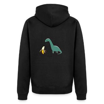 Green Dino Dinosaur and His Banana Art - Unisex Premium Organic Zip Hoodie - black - Back - Nico (187cm)
